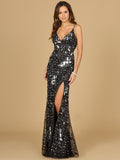 Mirror Beaded Gown With High Slit