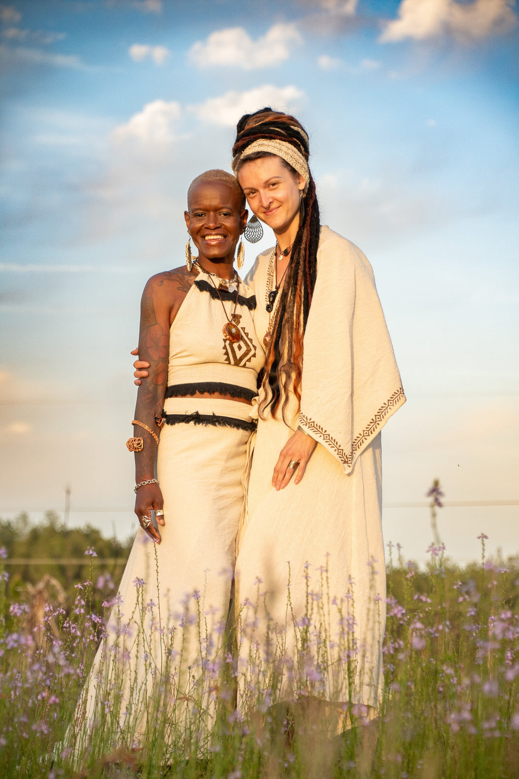 The Dancer - Wrap Skirt - Cream with Black Fringe - One Size Fits Most Adjustable