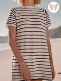 Bria Dress - Ecru/Black Stripe